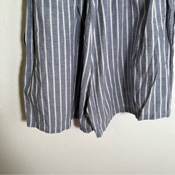 High Paper Bag Waist Shorts Light Blue White Stripes - Picture 8 of 9